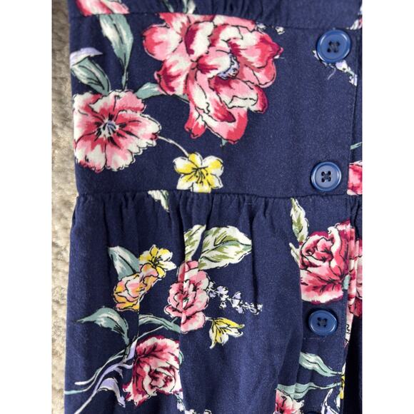 Band Of Gypsies Size XS Dark Floral Print V Neck Mini Fit Flared Dress Navy - Picture 2 of 8